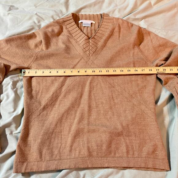Nike Golf Women's sz Large Tan V-Neck Long Sleeve Knit Sweater Wool Blend - Picture 7 of 9